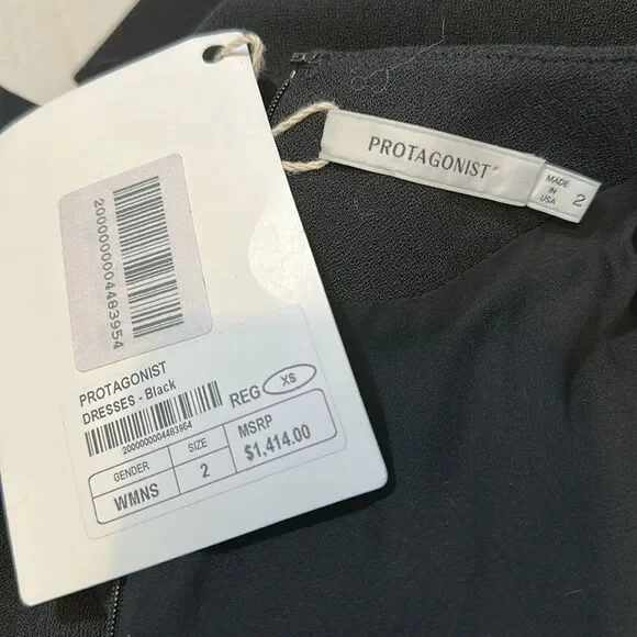 NEW Protagonist Elegant Black midi Dress  size 2 - Picture 9 of 14